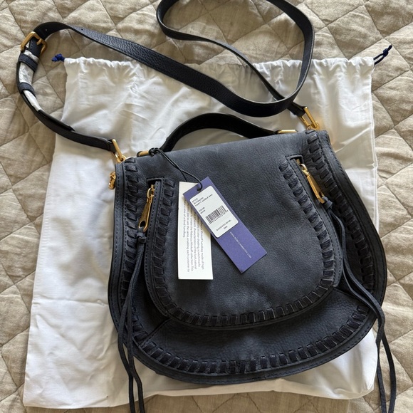 Rebecca Minkoff Handbags - NWT Rebecca Minkoff | Blue Suede Vanity Saddle Bag with Gold Hardware